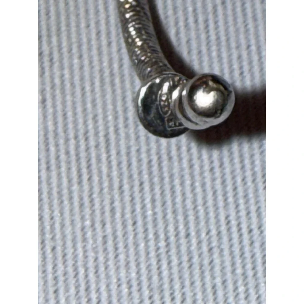 Sterling‎ Silver 925 Snake Chain Cuff Bracelet Crystal Pave Bead Accents